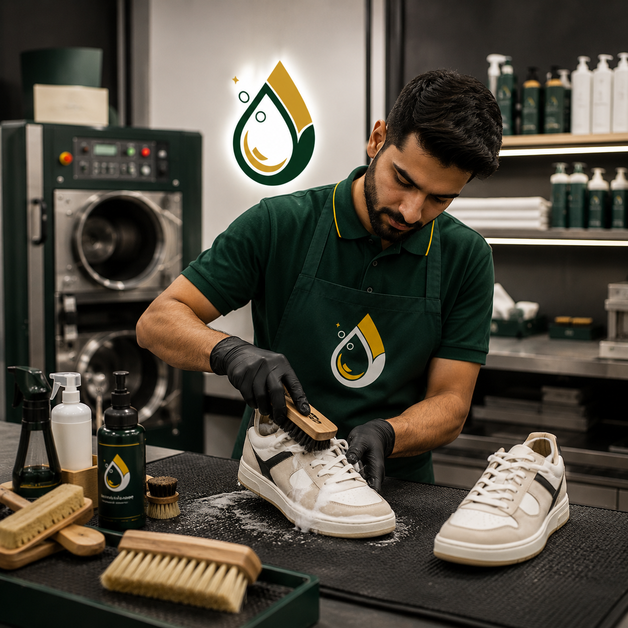 Shoe cleaning services in Riyadh for leather, suede and sneakers